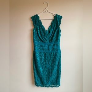 Tadashi Shoji Pailette Embroidered Banded Dress, Size 12